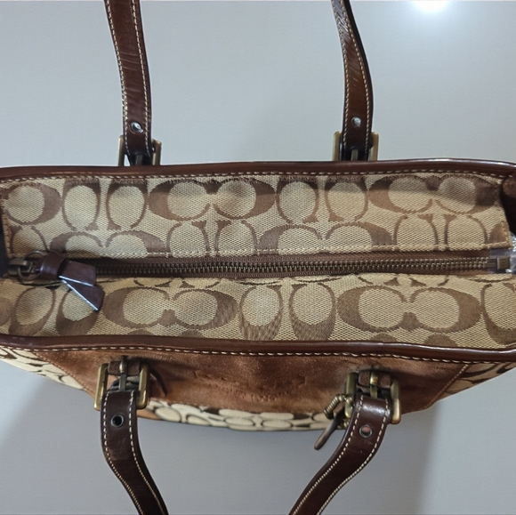 COACH 2004 Canvas & Suede Brown SIGNATURE TOTE GREAT CONDITION - Picture 5 of 11